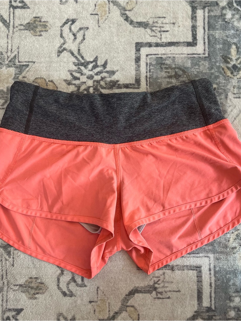 Lululemon Speed Up Shorts - Coral with Charcoal Waistband